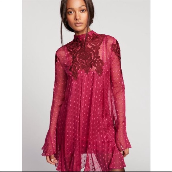 Free People Coquette Bell Sleeve Mini Dress Size S - Picture 5 of 14